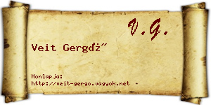 Veit Gergő névjegykártya